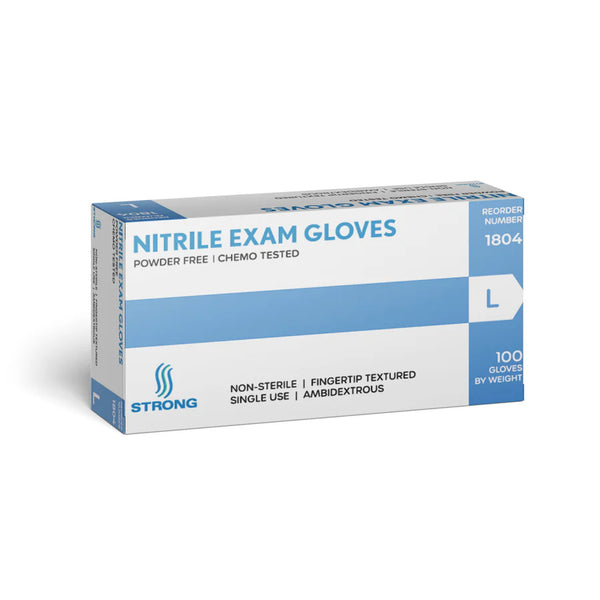 STRONG NITRILE EXAM GLOVES - POWDER-FREE-100/BX - 10BX/CS