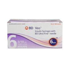Standard Insulin Syringe with Needle Veo™ Ultra-Fine™ 0.3 mL 15/64 Inch 31 Gauge NonSafety Regular Wall