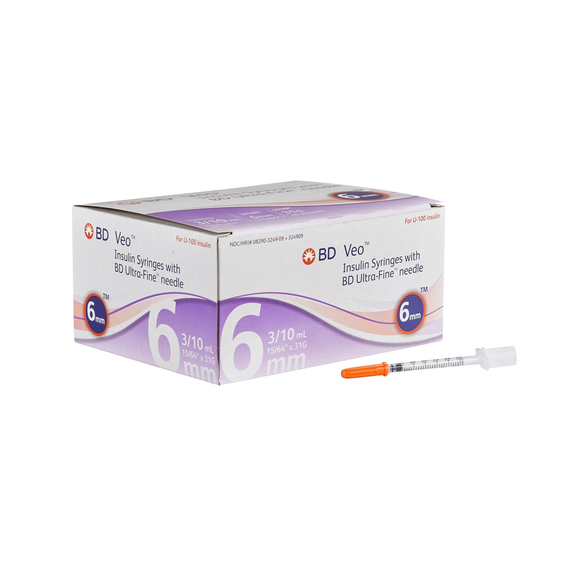 Eagle Vision hina0301！ Standard Insulin Syringe with Needle Veo™ Ultra-Fine™ 0.3 mL