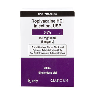 ROPIVACAINE HCL SDV  0.5%, 5 MG / ML INJECTION  30 ML