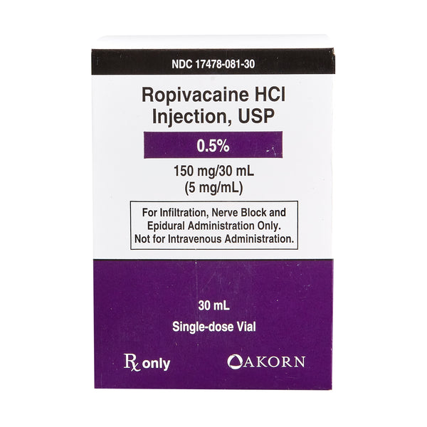 ROPIVACAINE HCL SDV 0.5%, 5 MG / ML INJECTION 30 ML