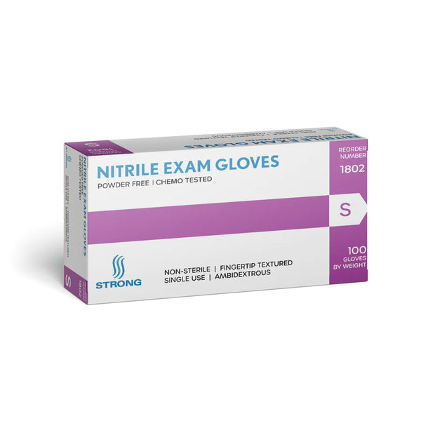 STRONG NITRILE EXAM GLOVES - POWDER-FREE-100/BX - 10BX/CS