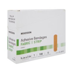 ADHESIVE FABRIC STRPIP BANDAGE RECTANGLE  3/4X3(100/BX 24BX/CS)