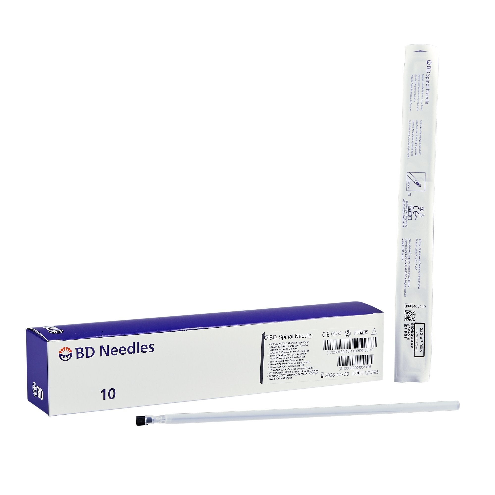 Spinal Needle BD™ Quincke Style 22 Gauge 7 Inch Long Type | Globe 