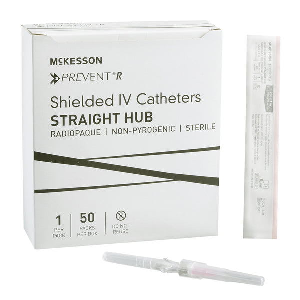 Peripheral IV Catheter McKesson Prevent® R 20 Gauge 1 Inch Button Retracting Safety Needle