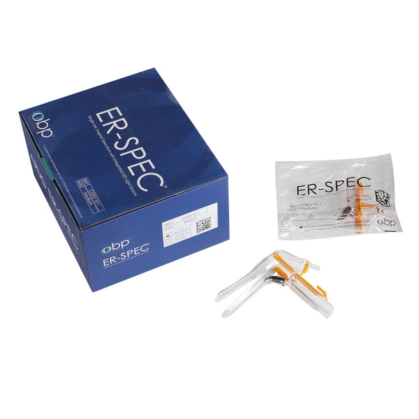 Vaginal Speculum ER-SPEC® Pederson NonSterile Office Grade Acrylic Medium Double Blade Duckbill Disposable Built-In Light Source
