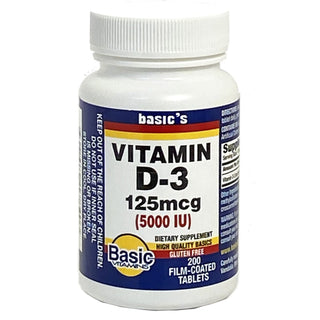 Vitamin Supplement Vitamin D3 5000 IU Strength Tablet 200 per Bottle
