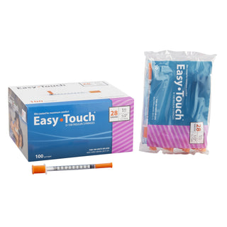 Insulin Syringe with Needle EasyTouch™ 1 mL 28 Gauge 1/2 Inch Thin Wall NonSafety