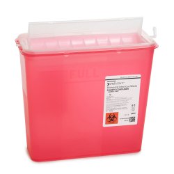 Sharps Container McKesson Prevent® 10-3/4 H X 10-1/2 W X 4-3/4 D Inch 1.25 Gallon Translucent Red Base / Translucent Lid Horizontal Entry